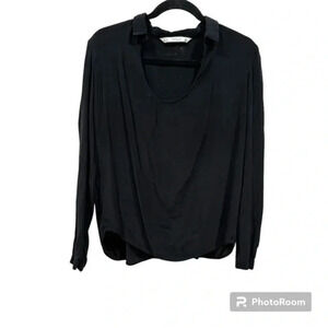 Zara black collared blouse XS